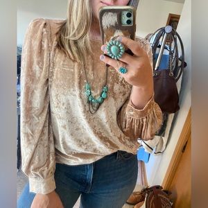 Champagne velvet shirt women’s M